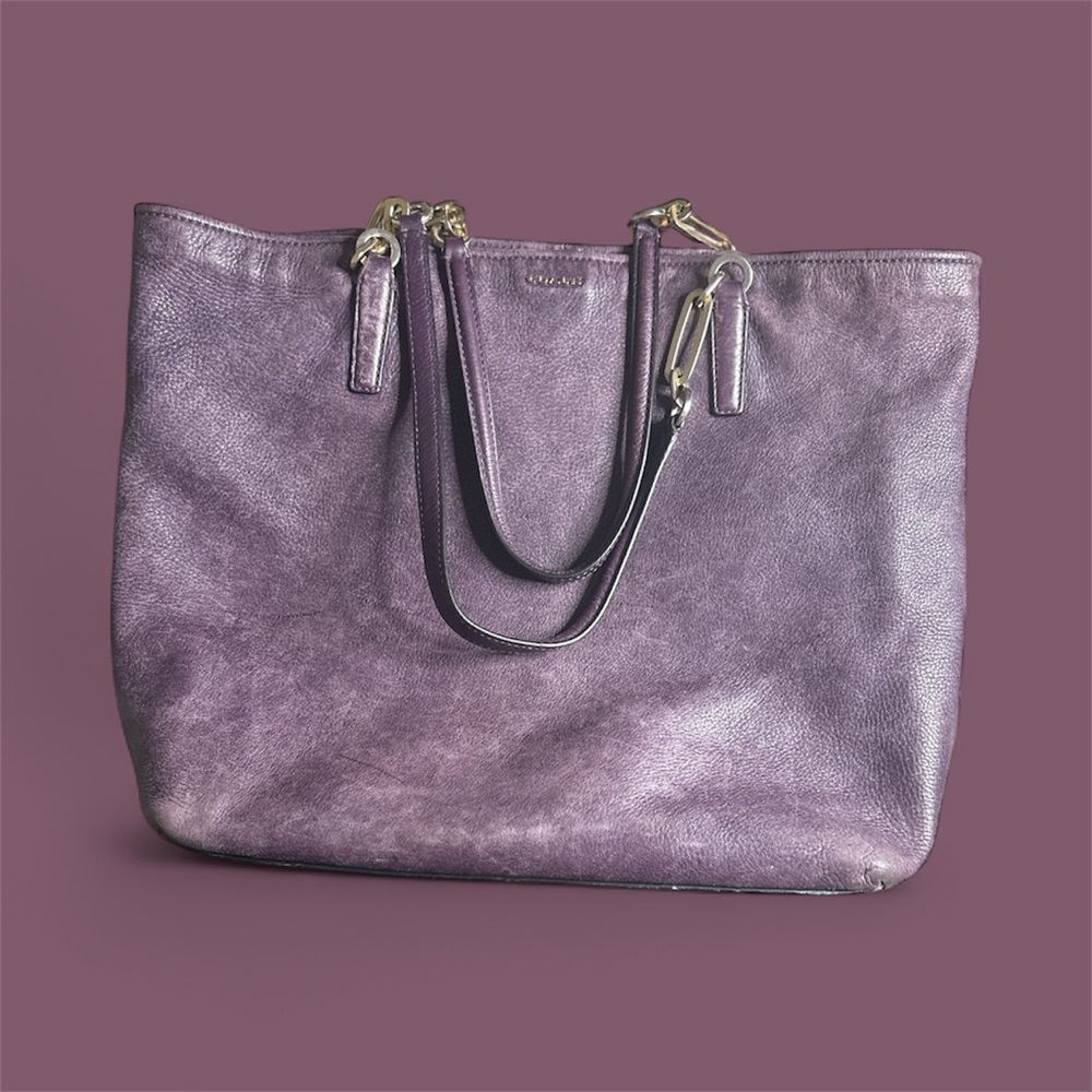 Coach Madison pebble leather north south tote